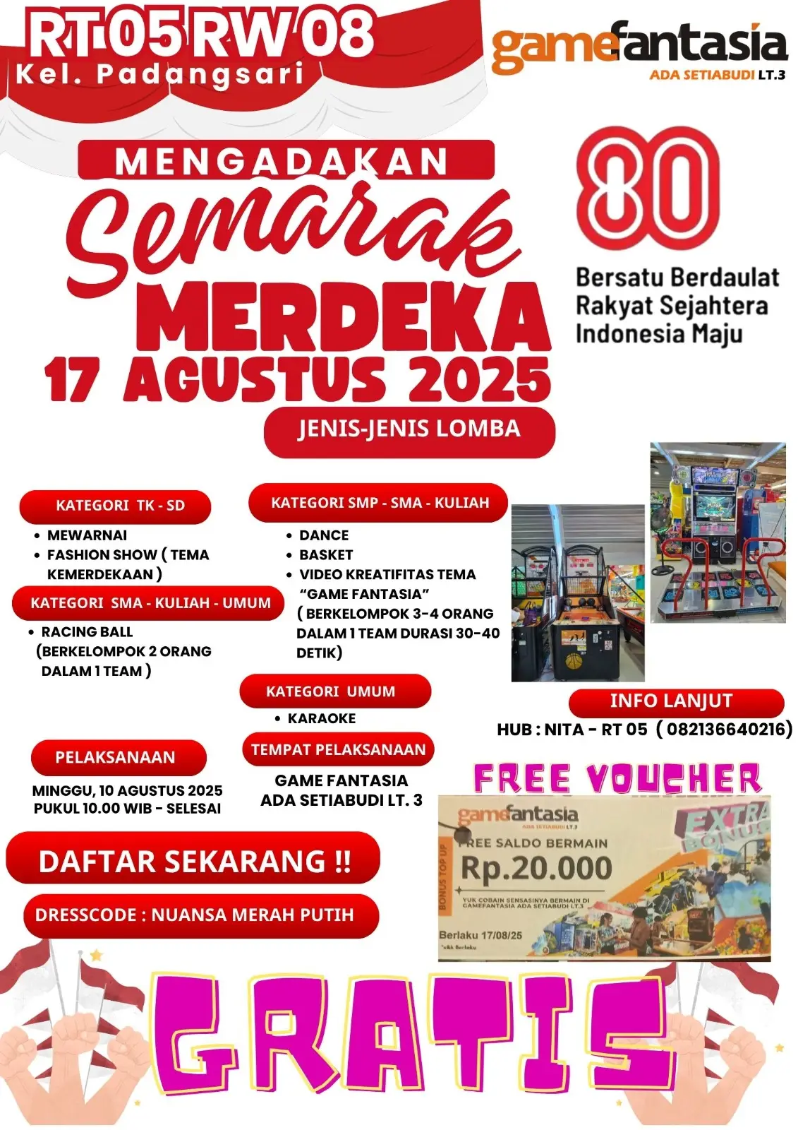 Semarak Merdeka RT 05 RW 08: Meriahkan HUT RI ke-80